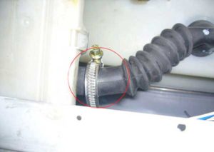 We drain the water from the washing machine through the pipe