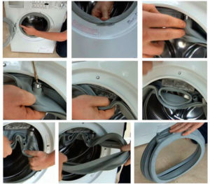 Removing the washing machine door cuff