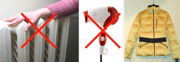 Сушене на пухено яке след пране